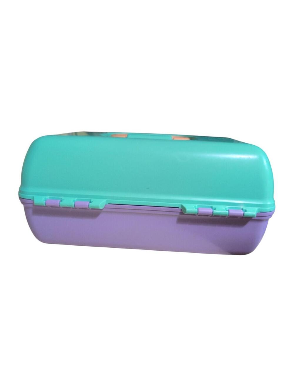 Caboodles 80's On-the-Go Girl Makeup Case Travel Carry Seafoam / Lavender #5626 - Picture 2 of 6